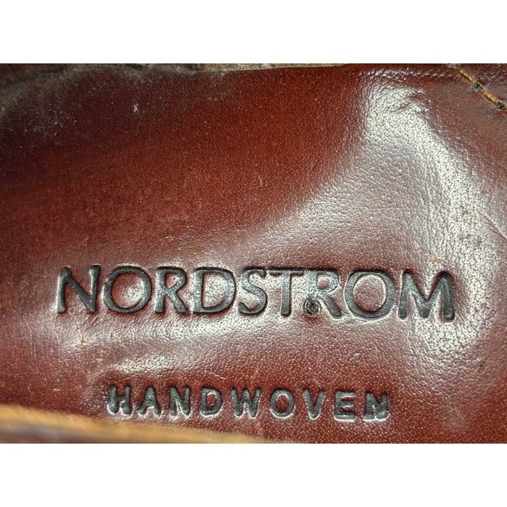 Nordstrom Handwoven Men's Brown Leather Huarache Woven Sandals Shoes Size 13 - Picture 4 of 16
